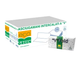   Kéztörlő 2 rétegű V hajtogatású 250 lap/csomag 20 csomag/karton EcoGreen Paperdi