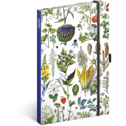   Keménytáblás notesz vonalas krémszínű lapokkal leszorító gumiszalaggal Herbs 130x210mm, Presco