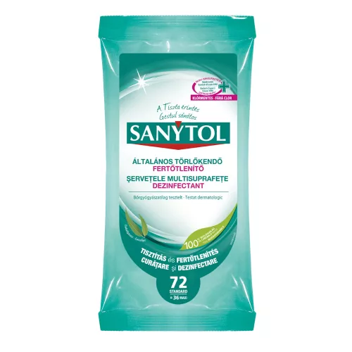 Felületfertőtlenítő kendő 72 lap/csomag Sanytol