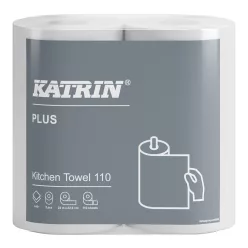   Háztartási papírtörlő kéztörlő 2 rétegű átmérő: 13,4 cm 110 lap/24 m/tekercs 2  tekercs/csomag _Katrin 89673 fehér