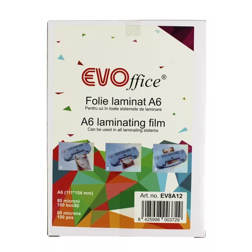 Lamináló fólia A6, 80 micron 100 db/doboz, Evo