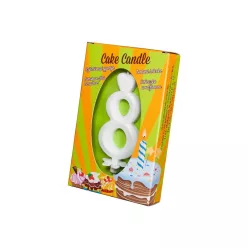 Számgyertya csomagolt 8 fehér