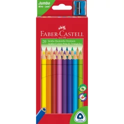   Színes ceruza készlet háromszögletű + hegyező Jumbo Junior Faber-Castell 20klf. szín