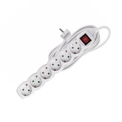   Elosztó hat csatlakozós 1,5m kábellel, kapcsolós túlfeszültség védett, asztali 16A max. 3500W