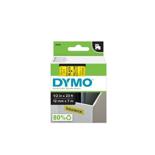 Feliratozógép szalag Dymo D1 S0720580/45018 12mmx7m ORIGINAL fekete/sárga