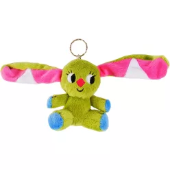 Kockásfülű nyúl ülő kulcstartó plüssfigura - 9 cm