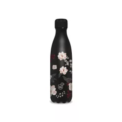 Duplafalú fémkulacs 600ml- Flowery black