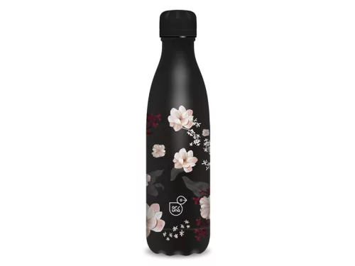 Duplafalú fémkulacs 600ml- Flowery black