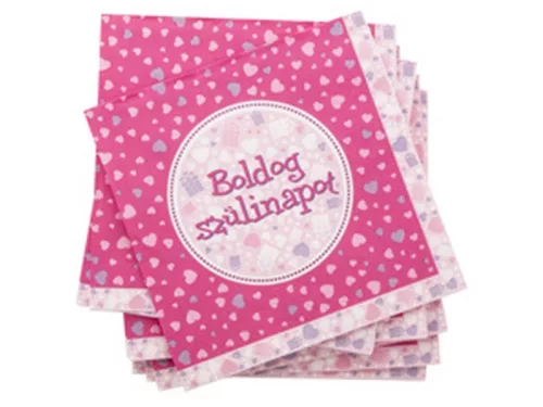 Szülinapi szalvéta 16 darabos - 33 x 33 cm, pink