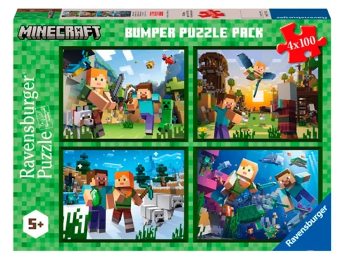 Ravensburger Puzzle 4x100 db - Minecraft