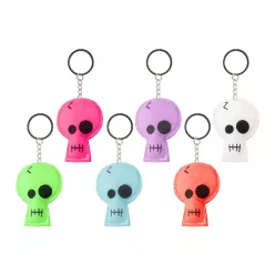 Koponya kulcstartó, neon színű, 8 cm, 6 féle