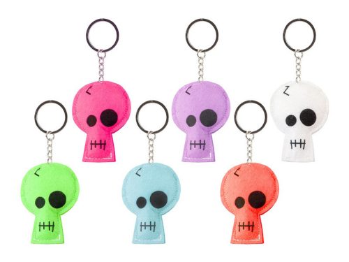 Koponya kulcstartó, neon színű, 8 cm, 6 féle