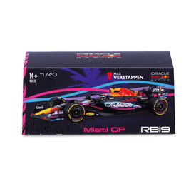 Bburago 1/43 F1 versenyautó - Red Bull RB19 (With helmet) Miami Version (#1(Max Verstappen)