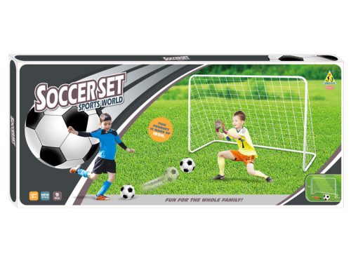 Fém futballkapu 16 cm-es labdával és pumpával