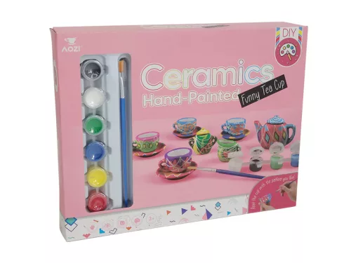 Csináld magad! Festhető porcelán teáskészlet, 15 db-os