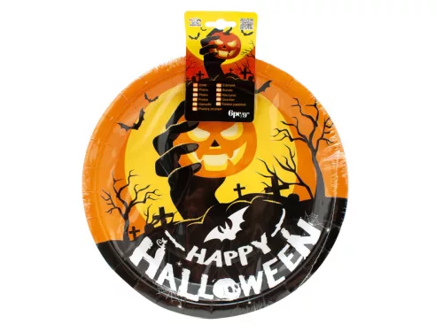 Halloween papírtányér 6db 23 cm