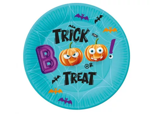Trick or Treat papír tányér 18 cm, 6 db /cs.