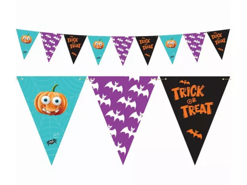 Trick or Treat papír zászlófüzér 9 zászlóval 250 cm