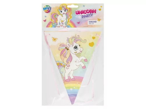 Unikornis papír girland, 3 m, 7 zászló