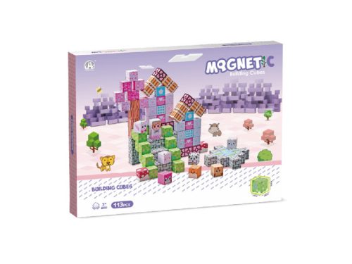 Mágneses építőkockák - lila város 113 db/cs