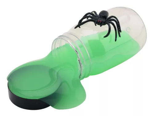 Sötétben világító slime pókkal