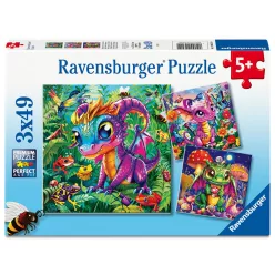 Puzzle 3x49 db - Bébisárkányok
