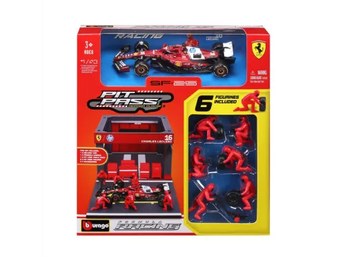 Bburago 1/43 F1 versenyautó - Ferrari SF-25 Pit/Leclerc