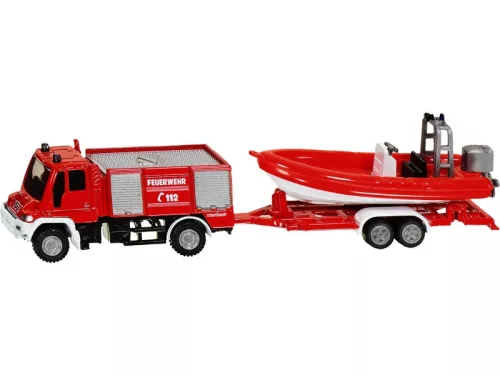 SIKU Unimog tűzoltóautó hajóval 1:87 - 1636