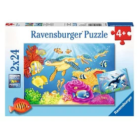 Puzzle 2x24 db - Színes víz alatti világ