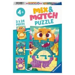 Puzzle 3x24 db - Kedves dínók