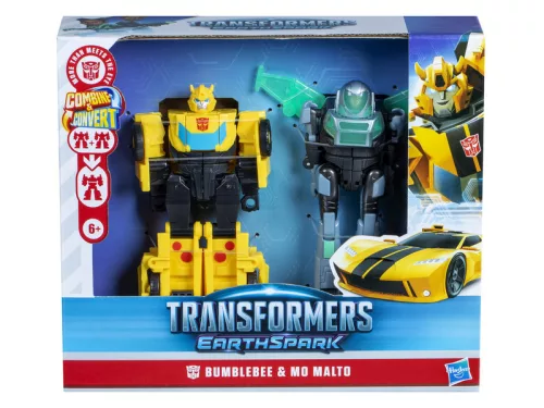 Transformers Earthspark Cyber-combiner Űrdongó és Mo Malto