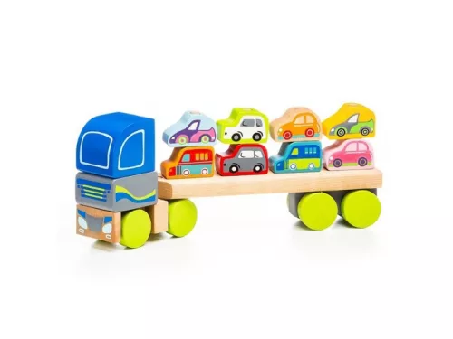 Cubika Fa kamion autószállító utánfutóval - 32 cm