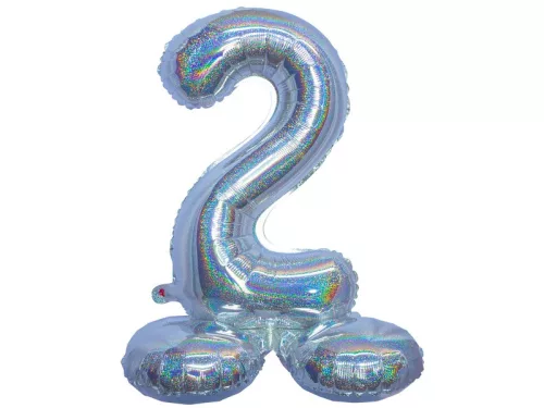 Ezüst színű hologramos lábas lufi - 2