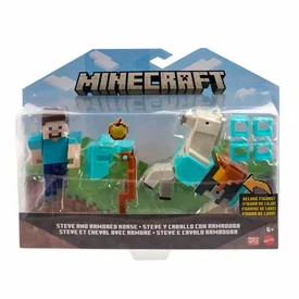 Minecraft 3.25"" alap figura kiegészítővel Steve és a páncélozott ló