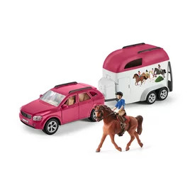 Schleich kaland autóval és lószállítóval basic