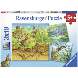 Ravensburger: Állatok és élőhelyük 3 x 49 darabos puzzle