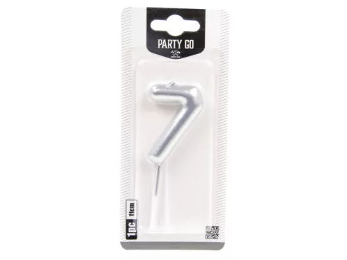 7-s szám gyertya EZÜST 6 cm