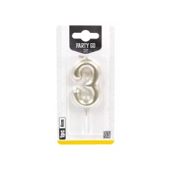 3-s szám gyertya ARANY 6 cm