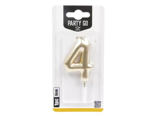 4-s szám gyertya ARANY 6 cm