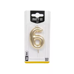 6-s szám gyertya ARANY 6 cm