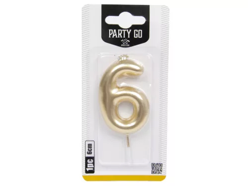 6-s szám gyertya ARANY 6 cm