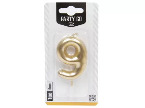 9-s szám gyertya ARANY 6 cm