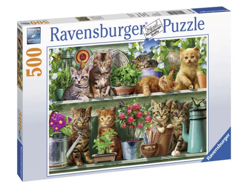 Ravensburger Puzzle 500 db - Cicák a polcon