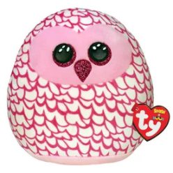   Ty Squish-a-Boos párna alakú plüss figura PINKY, 30 cm - rózsaszín bagoly