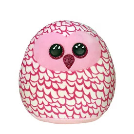 Ty Squish-a-Boos párna alakú plüss figura PINKY, 22 cm - rózsaszín bagoly