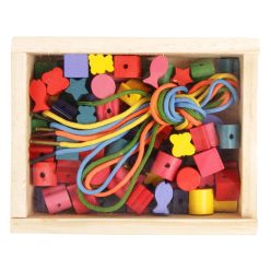 Fa gyöngyfűző készlet dobozban - nagy