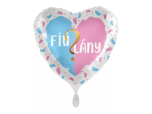 45cm Fiú vagy Lány? szív alakú fólia lufi