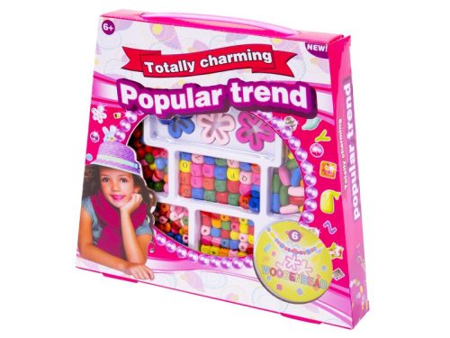 Gyöngyfűző készlet fából betűkkel