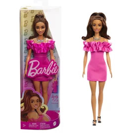 Barbie 65. Évfordulós baba pink metál ruhában