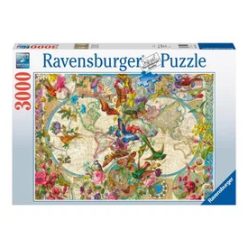 Puzzle 3000 db - Világtérkép és pillangók